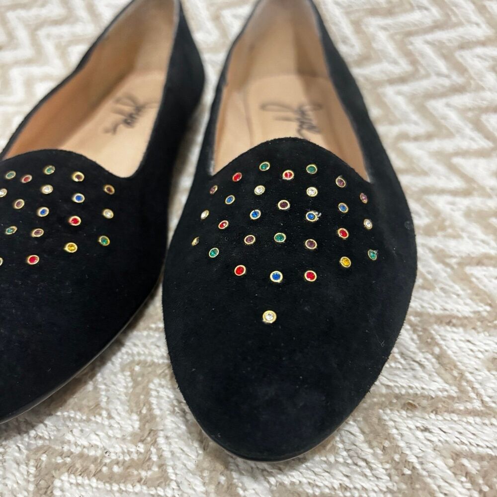 Vintage Joyce Women's Black Velvet Rainbow Studded Comfort Loafers Size 7.5 - Picture 3 of 9